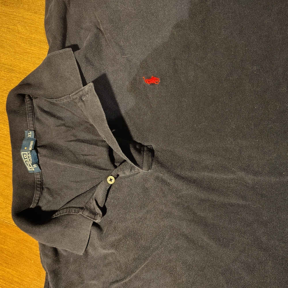 Polo by Ralph Lauren Men's Dark Polo Shirt with Red Logo slight stain